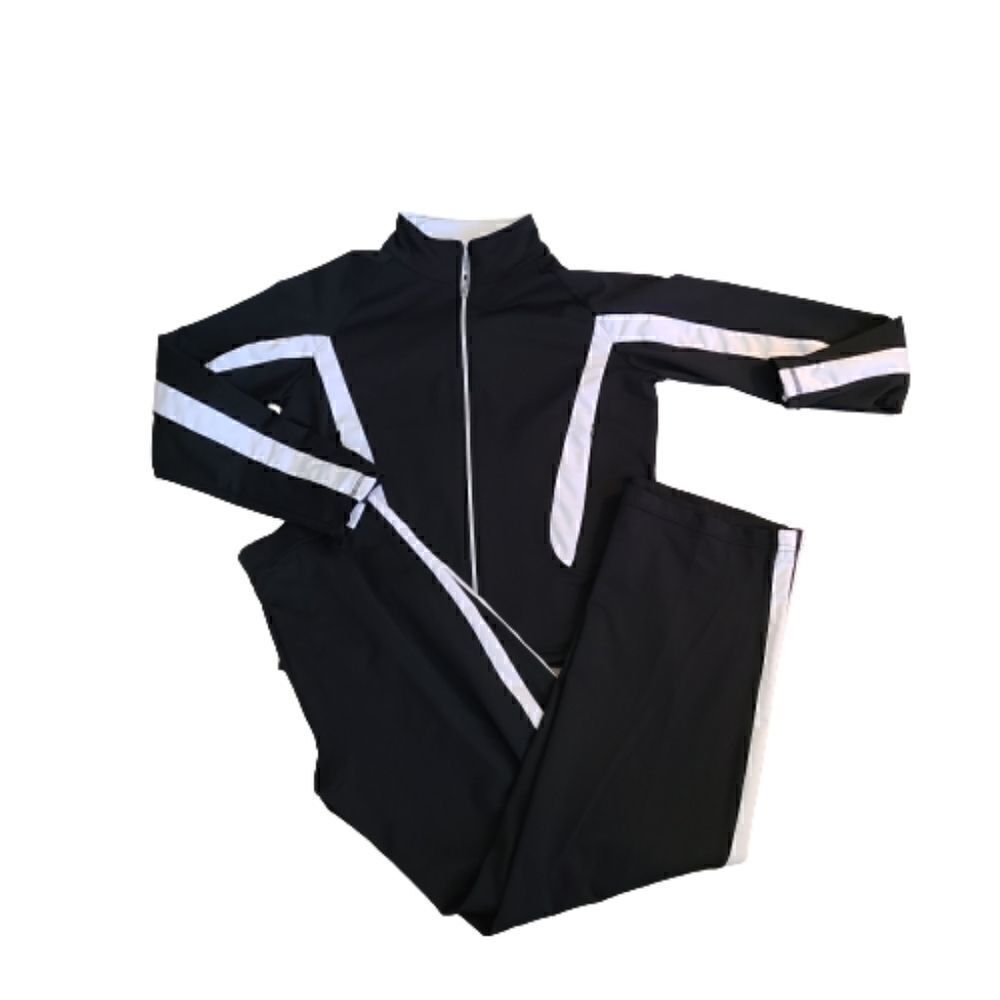 Tail Athletic Jacket and Pant Warm-up Set in Black & White Small